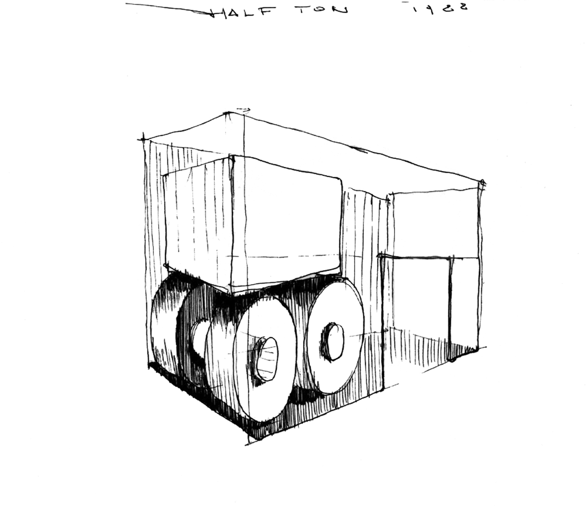 Progetto per Half Ton, Drawing of the project for the installation at Studio Marconi 17, Milan